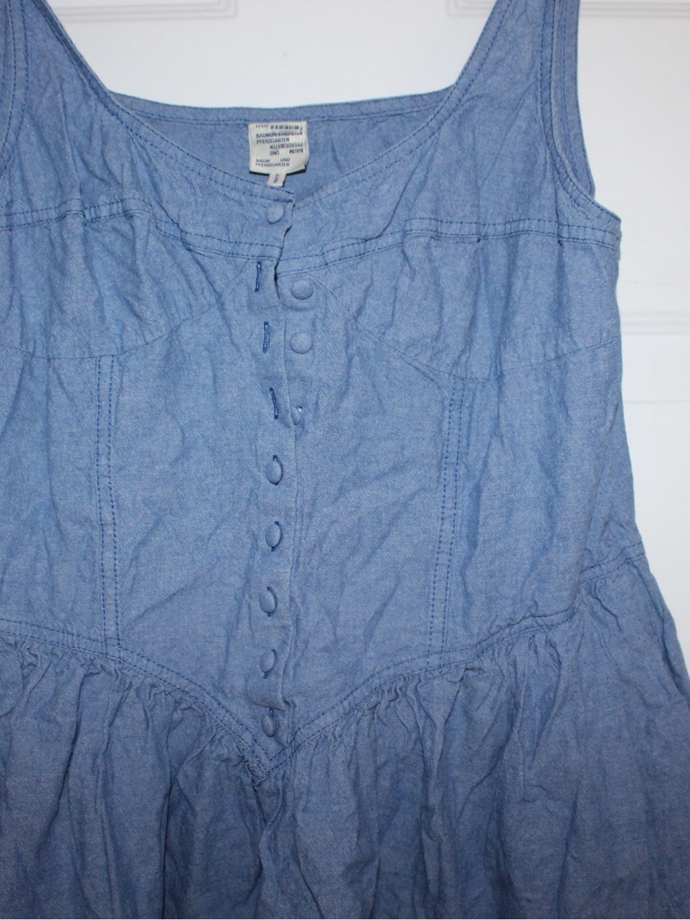 Light Blue Button-Front Mini Sundress - Picture 3 of 5